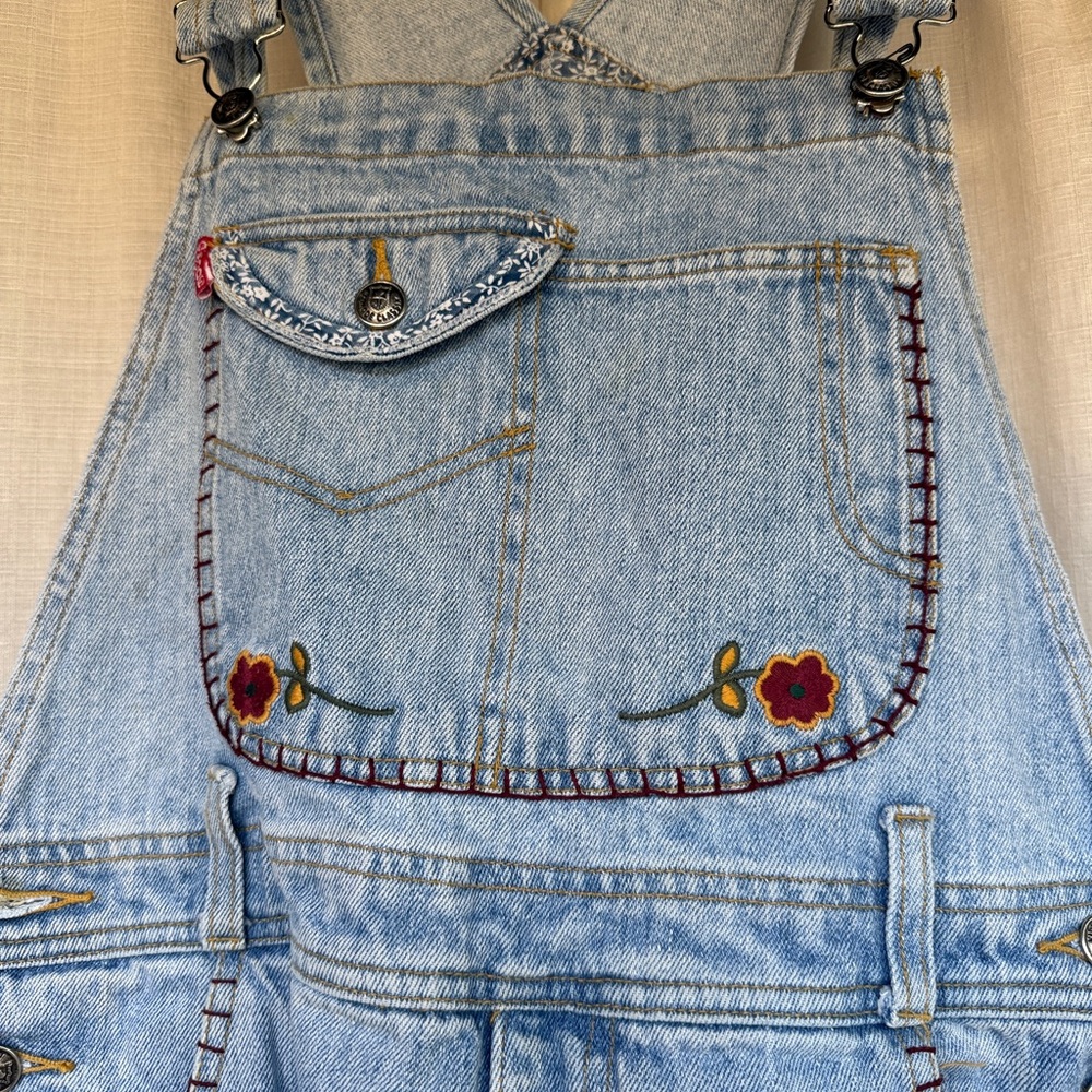 VINTAGE Embroidered Denim Overalls - Picture 3 of 7